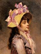 Portrait Of A Lady In Pink Ribbons unknow artist
